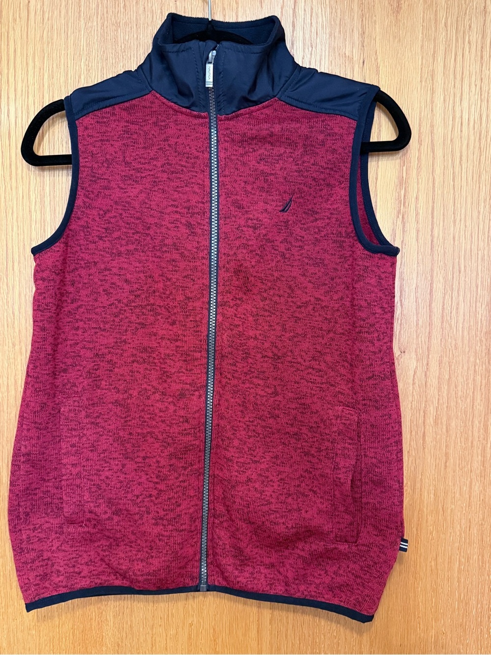Nautica Boys Knit Full-Zip Vest Size L 14/16 Burgundy Navy – Excellent Condition